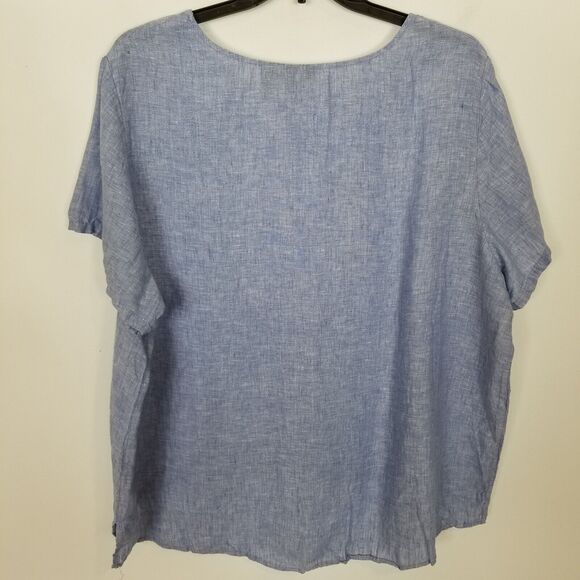 Tahari Women Plus Linen Lagenlook Scoop Neck Pullover Tunic Sz 3X Boho Blouse - Picture 4 of 5